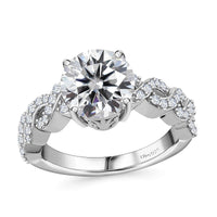 Moissanite (Rnd 9mm) Ring in Platinum Over Sterling Silver (Size 10.0) 3.00 ctw