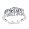 One Time Only Moissanite (Rnd 7mm) 3 Stone Ring in Platinum Over Sterling Silver (Size 10.0) 2.85 ctw - Sticky add to cart bar