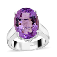 Premium Rose De France Amethyst Solitaire Ring in Platinum Over Sterling Silver (Size 8) 11.60 ctw