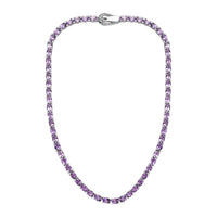Premium Rose De France Amethyst Tennis Necklace 18 Inches in Platinum Over Sterling Silver 43.90 ctw