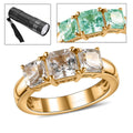 Asscher Cut Premium Mexican Hyalite Opal 3 Stone Ring in Vermeil YG Over Sterling Silver (Size 10.0) with Free UV Flash Light 1.75 ctw - Sticky add to cart bar