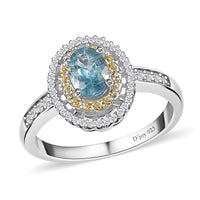 Premium Marine Kyanite, Multi Gemstone Ring in Platinum Over Sterling Silver (Size 10.0) 1.35 ctw
