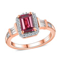 Premium Tanzanian Wine Garnet and White Zircon Halo Ring in Vermeil Rose Gold Over Sterling Silver (Size 10.0) 1.75 ctw - Sticky add to cart bar