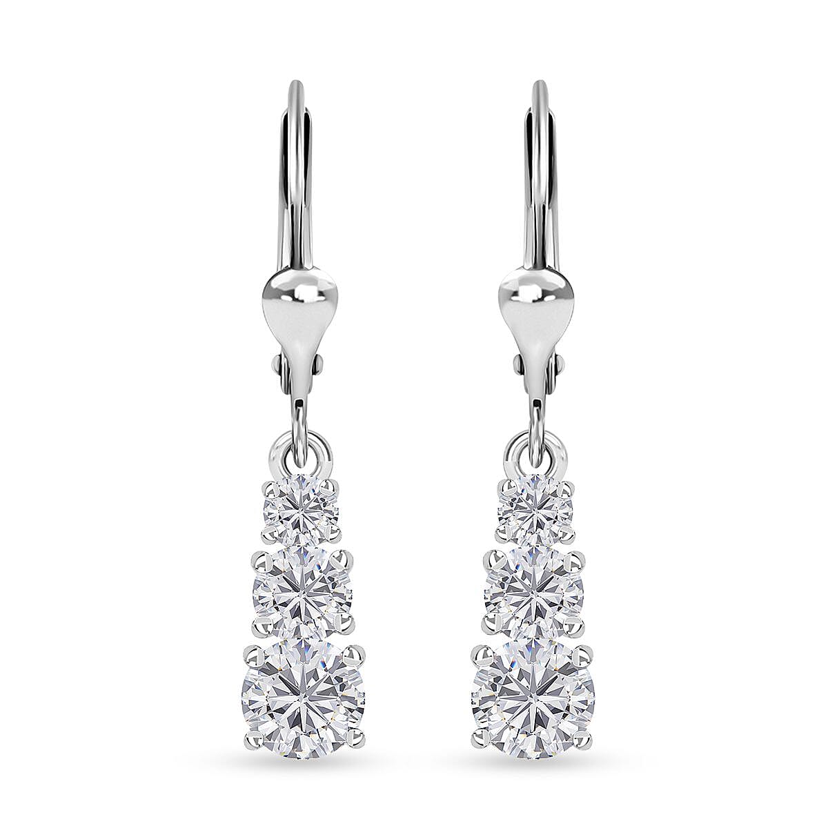 One Time Only Moissanite (Rnd 7mm) Earrings in Platinum Over Sterling Silver 1.50 ctw