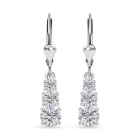 One Time Only Moissanite (Rnd 7mm) Earrings in Platinum Over Sterling Silver 1.50 ctw