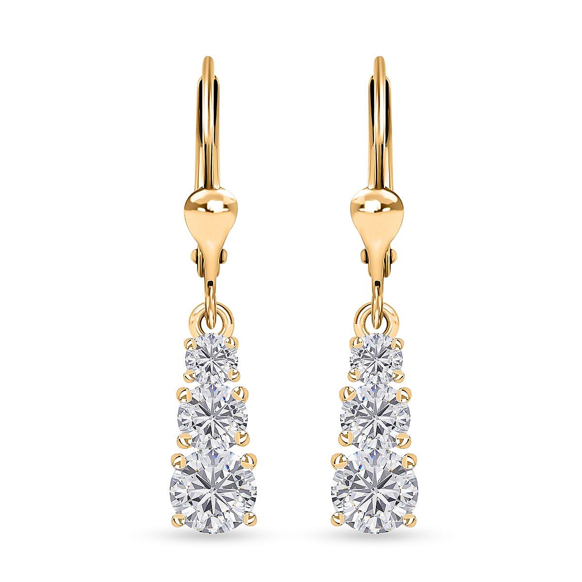 One Time Only Moissanite (Rnd 7mm) Earrings in Platinum Over Sterling Silver 1.50 ctw