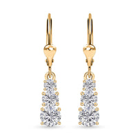One Time Only Moissanite (Rnd 7mm) Earrings in Platinum Over Sterling Silver 1.50 ctw