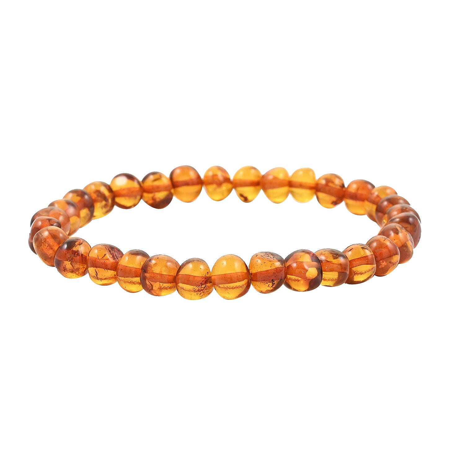 Baltic Amber Golden Beads Stretch Bracelet