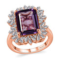 Premium Rose De France Amethyst and White Zircon Ring in Vermeil Rose Gold Over Sterling Silver (Size 10.0) 8.60 ctw - Sticky add to cart bar
