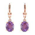 Premium Rose De France Amethyst Lever Back Earrings in Vermeil Rose Gold Over Sterling Silver 4.60 ctw - Sticky add to cart bar