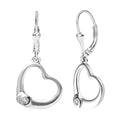 Moissanite Heart Lever Back Earrings in Platinum Over Sterling Silver 0.10 ctw - Sticky add to cart bar