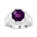 African Amethyst Solitaire Men's Ring in Platinum Over Sterling Silver (Size 14.0) 6.90 ctw - Sticky add to cart bar