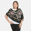 Tamsy Black Floral Pattern Embroidered Scarf (72"x28") - Sticky add to cart bar