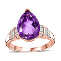 Premium Rose De France Amethyst and Diamond Ring in Vermeil Rose Gold Over Sterling Silver (Size 10.0) 3.85 ctw - Sticky add to cart bar