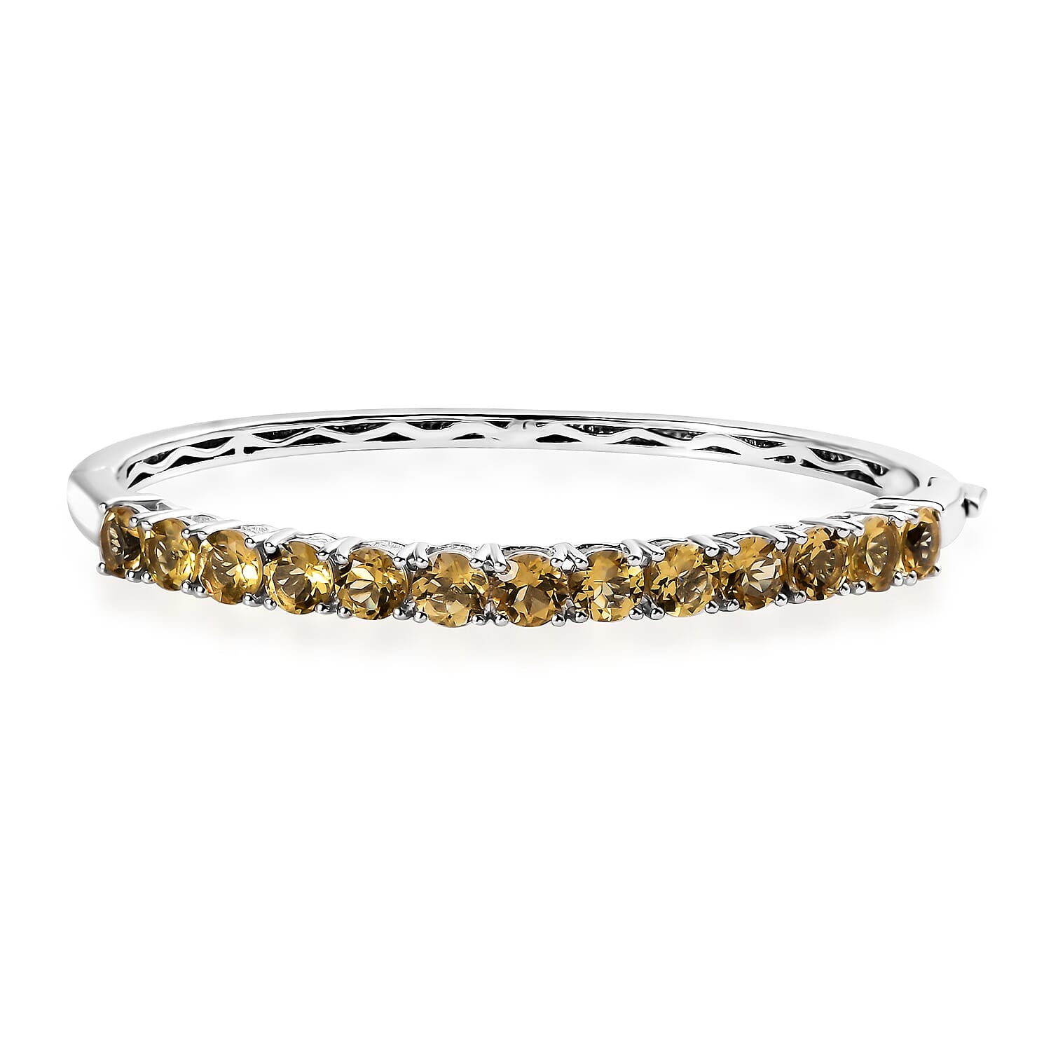 Premium Brazilian Heliodor Bangle Bracelet in Platinum Over Sterling Silver (6.50 In) 6.10 ctw