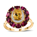 Brazilian Heliodor and Multi Gemstone Floral Ring in Vermeil Yellow Gold Over Sterling Silver (Size 10.0) 3.50 ctw - Sticky add to cart bar