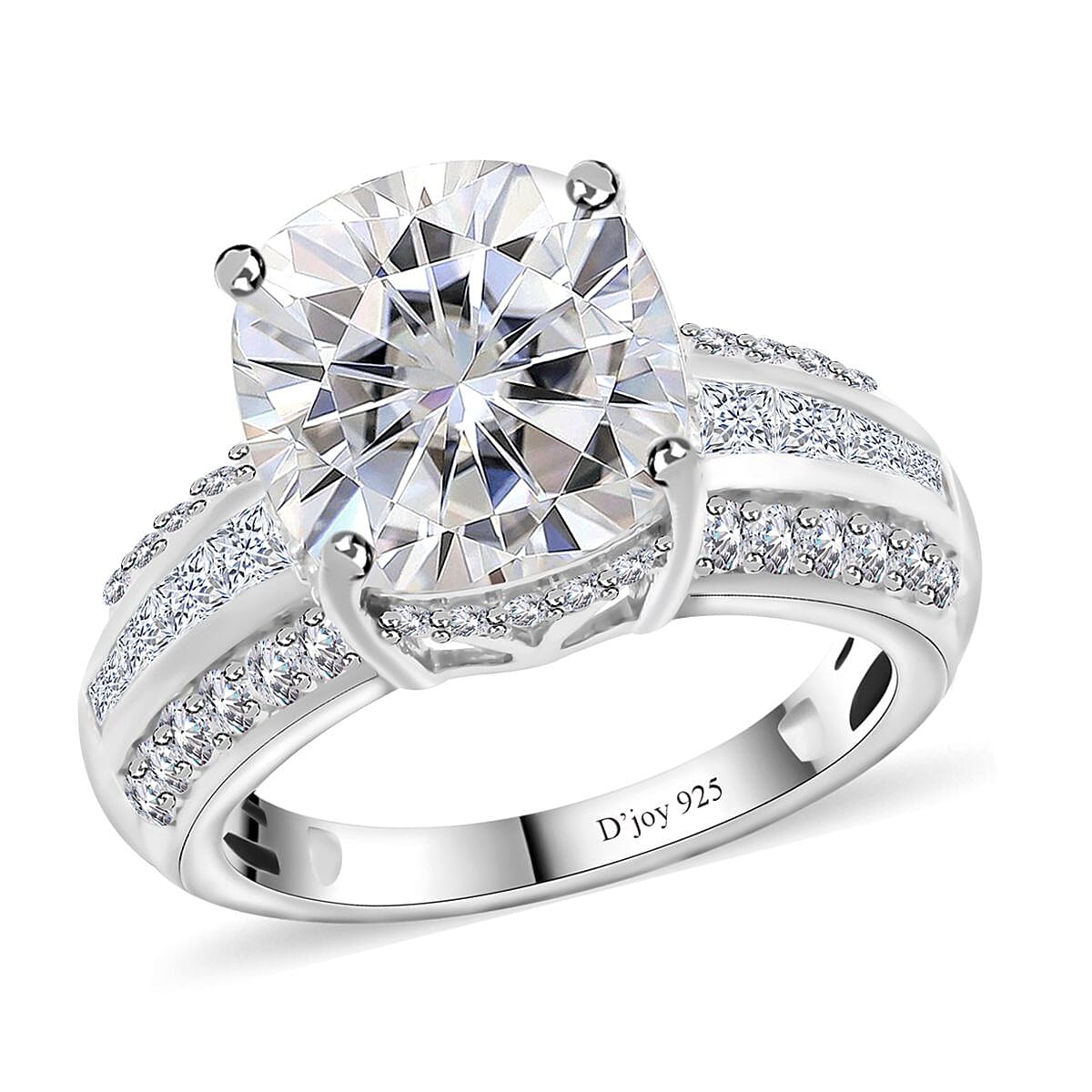 Moissanite Ring in Platinum Over Sterling Silver (Size 6.0) 6.00 ctw