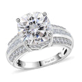 Moissanite Ring in Platinum Over Sterling Silver (Size 6.0) 6.00 ctw - Sticky add to cart bar