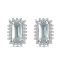 Aqua Kyanite and White Zircon Halo Stud Earrings in Platinum Over Sterling Silver 1.10 ctw - Sticky add to cart bar