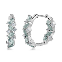 Aqua Kyanite and White Zircon Hoop Earring in Platinum Over Sterling Silver 7.00 ctw