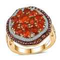 Crimson Fire Opal, Brown and White Zircon Ring in Vermeil Yellow Gold Over Sterling Silver (Size 10.0) 2.70 ctw - Sticky add to cart bar