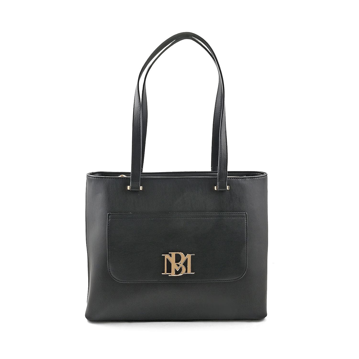 Badgley Mishka Black Vegan Leather Handbag (14"x5"x10.5")