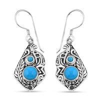 Bali Legacy Sleeping Beauty Turquoise Dangle Earrings in Sterling Silver 2.60 ctw