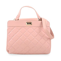 Badgley Mishka Blush Vegan Leather Double Compartment Shoulder Bag with Turn Lock and Detachable Strap (11"x9"x6")