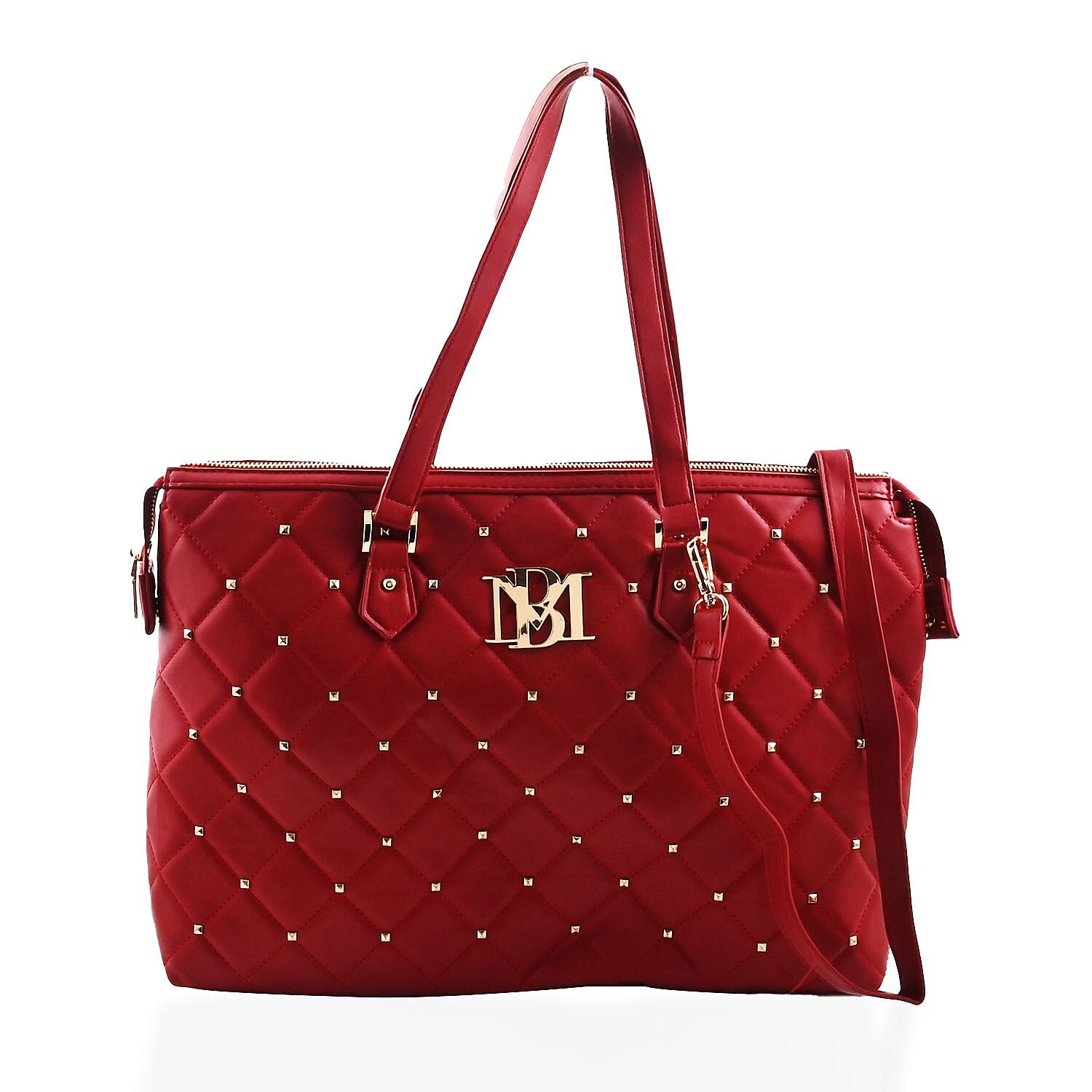 Badgley Mishka Burgundy Vegan Leather Quilted Shoulder Bag with Zip Top (18"x10.5"x6")