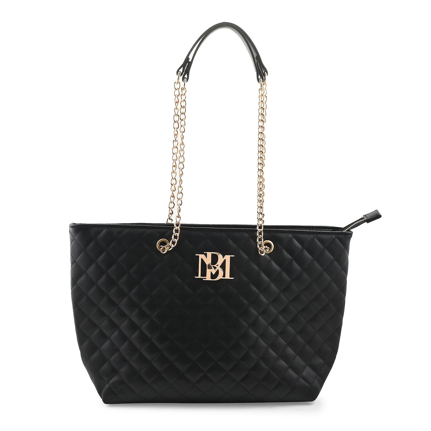 Badgley Mishka Black Vegan Leather Quilted Tote (17"x19.5"x5")