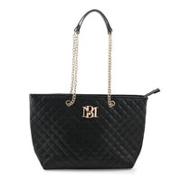 Badgley Mishka Black Vegan Leather Quilted Tote (17"x19.5"x5")