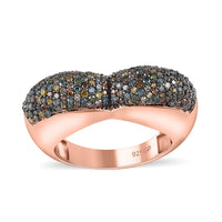 GP Mother Day Collection Multi Diamond (Natural & IR) Ring in Vermeil RG Over Sterling Silver (Size 10.0) 1.00 ctw