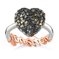 GP Mother Day Collection Multi Diamond (Natural & IR) Heart Ring in Sterling Silver (Size 10.0) 0.35 ctw