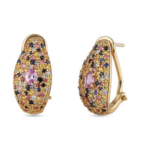 Premium Madagascar Pink Sapphire, Multi Gemstone Earrings in 18K Vermeil YG Over Sterling Silver 2.30 ctw
