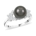 Certified & Appraised Iliana 18K White Gold AAA Tahitian Pearl 10-10.5mm, Diamond (SI) Ring (Size 8.0) 0.26 ctw - Sticky add to cart bar
