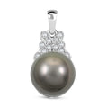 Certified & Appraised Iliana 18K White Gold AAA Tahitian Pearl 10-10.5mm and SI Diamond Pendant without Chain 0.13 ctw - Sticky add to cart bar