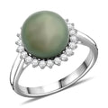 Certified & Appraised Iliana 18K White Gold AAA Tahitian Pearl 9.5-10mm and SI Diamond Ring (Size 10.0) 0.26 ctw - Sticky add to cart bar