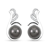 Certified & Appraised Iliana AAA Tahitian Pearl and SI Diamond 0.15 ctw Earrings in 18K White Gold