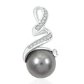 Certified & Appraised Iliana 18K White Gold AAA Tahitian Pearl 9.5-10mm and SI Diamond Pendant without Chain 0.16 ctw - Sticky add to cart bar
