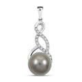 Certified & Appraised Iliana 18K White Gold AAA Tahitian Pearl 9.5-10mm and SI Diamond Pendant without Chain 0.14 ctw - Sticky add to cart bar