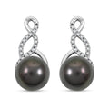 Certified & Appraised Iliana AAA Tahitian Pearl and SI Diamond 0.16 ctw Earrings in 18K White Gold - Sticky add to cart bar