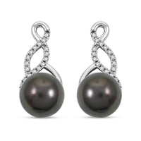 Certified & Appraised Iliana AAA Tahitian Pearl and SI Diamond 0.16 ctw Earrings in 18K White Gold