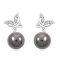 Certified & Appraised Iliana 18K White Gold AAA Tahitian Pearl 10-10.5mm and SI Diamond Earrings 0.18 ctw - Sticky add to cart bar