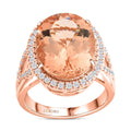 Luxoro 14K Rose Gold AAA Marropino Morganite and G-H I2 Diamond Ring (Size 10.0) 6.50 Grams 8.50 ctw - Sticky add to cart bar