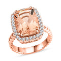 Luxoro 14K Rose Gold AAA Marropino Morganite and G-H I2 Diamond Ring (Size 10.0) 5.55 Grams 6.10 ctw - Sticky add to cart bar