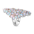 Premium Ethiopian Welo Opal Elongated Floral Ring in Platinum Over Sterling Silver (Size 10.0) 6.70 ctw - Sticky add to cart bar