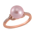 Pink Shell Pearl, Simulated Diamond Ring in 14K RG Over Sterling Silver (Size 10.0) 0.20 ctw - Sticky add to cart bar
