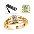 Mexican Hyalite Opal Solitaire Men's Ring in Vermeil YG Over Sterling Silver (Size 10.0) with Free UV Flash Light 0.60 ctw - Sticky add to cart bar