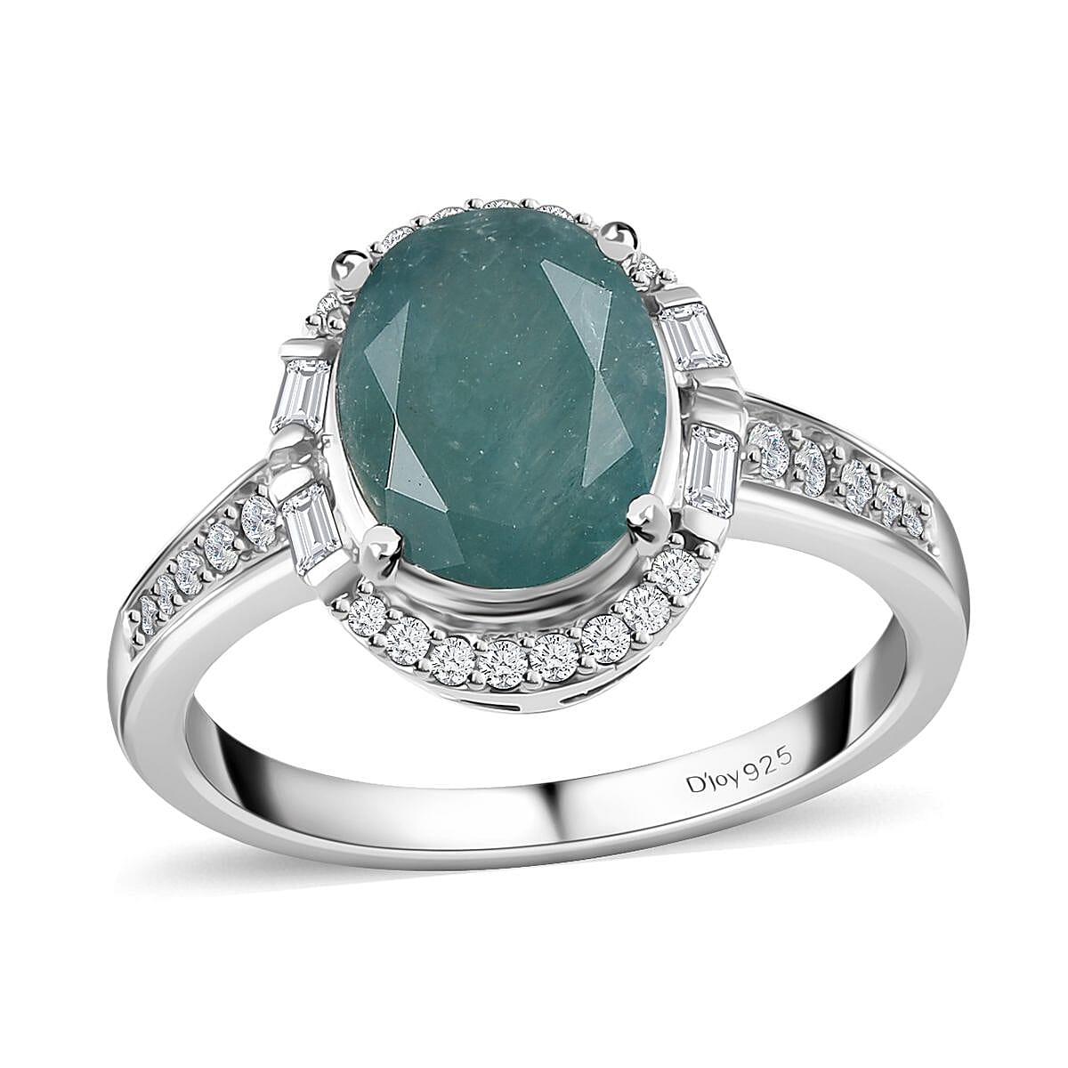 Premium Grandidierite and White Zircon Ring in Platinum Over Sterling Silver (Size 10.0) 2.30 ctw