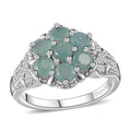Premium Grandidierite, White Zircon Floral Ring in Platinum Over Sterling Silver (Size 10.0) 1.50 ctw - Sticky add to cart bar